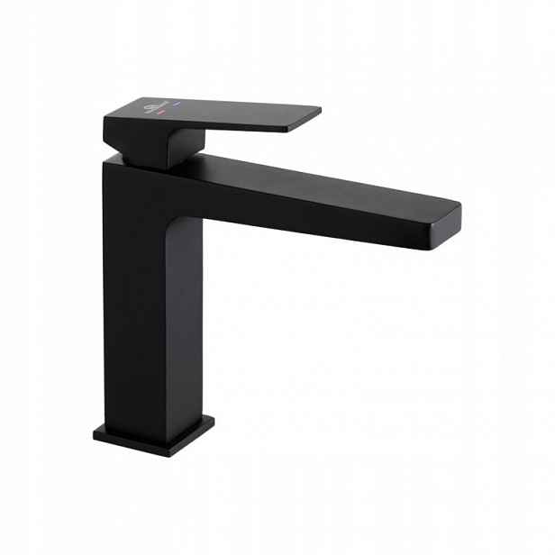 Umyvadlová stojánková baterie Korfu černá, čtvercový design, minimalistický design