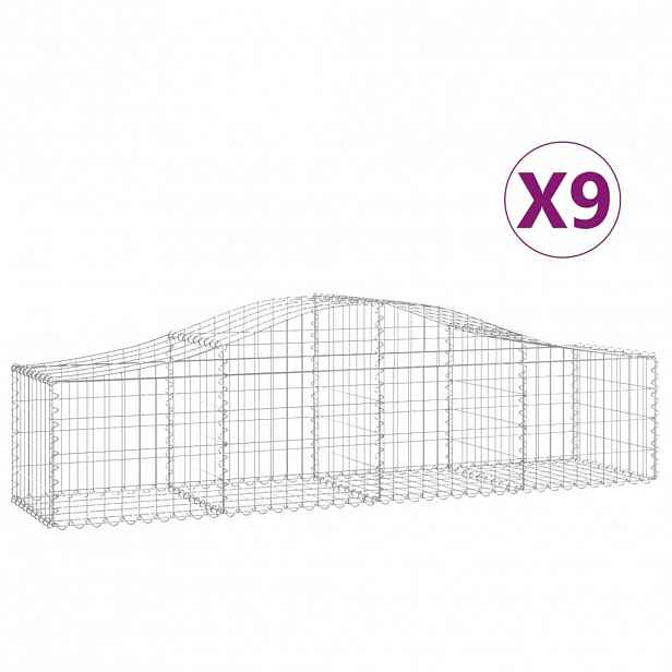 vidaXL Klenuté gabionové koše 9 ks 200x50x40/60 cm pozinkované železo