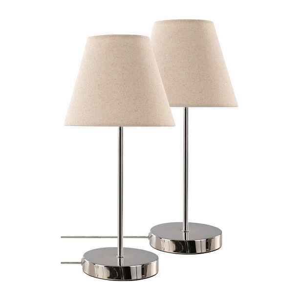 Béžová/v leskle stříbrné barvě látková stolní lampa (výška 39 cm) Lasse – Jotex