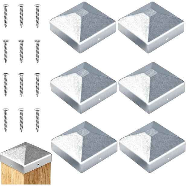 Krytky 9X9 CM 6 Ks Kovové Pozinkované Na Sloupky Plotu Brány