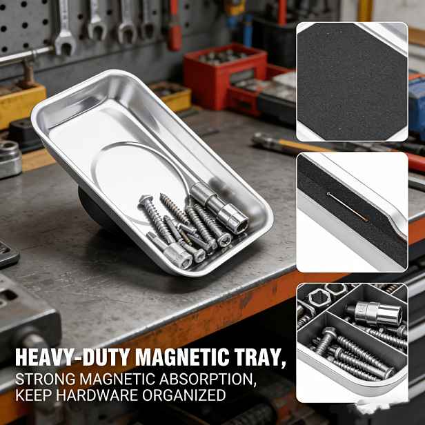 TEMU Magnetický úložný box na šrouby, matice a nástrčné klíče - Odolný magnetický box na šrouby, průmyslový organizér na spony a nářadí