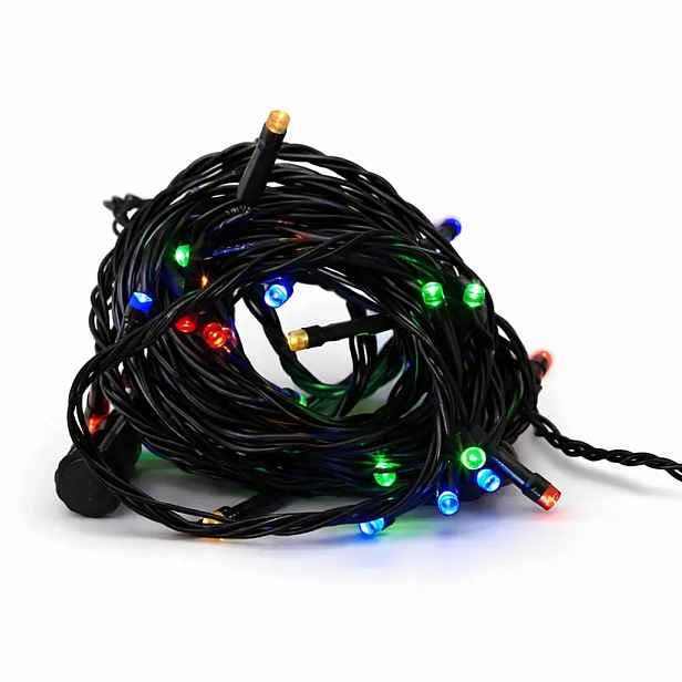 Hobby Line LED světelný řetěz, venkovní, 4 m, barevný, 32 diod, tmavě zelený kabel, IP44, prodlužovací