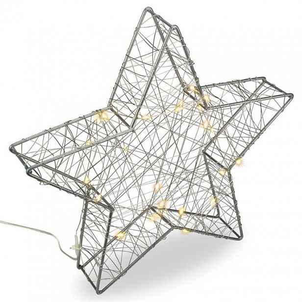 Nexos  67073 Vánoční kovová hvězda s 3D efektem - stříbrná, 25 LED diod