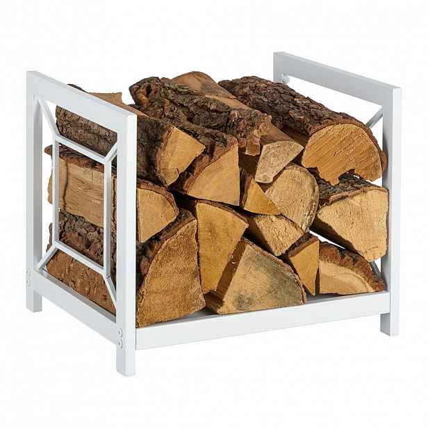 Relaxdays STOJAN Bílý na krbové dřevo kov 36 cm