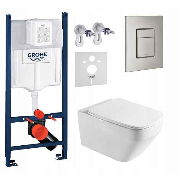 Wc sada Grohe Rapid s miskou Naron a tlačítkem nerezová ocel matná