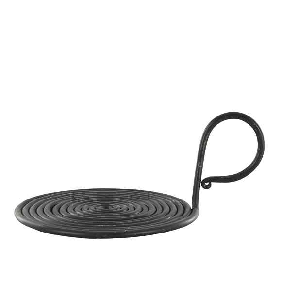 Černý antik kovový svícen pro sloupovou svíčku Spirel - Ø 17*10 cm Chic Antique