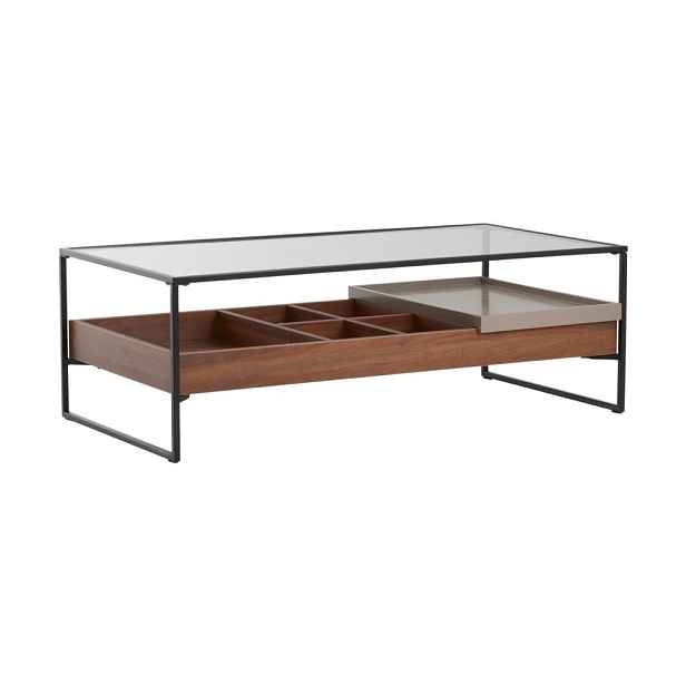 Konferenční stolek se skleněnou deskou v tmavě přírodní barvě 60x120 cm Sveg – Jotex