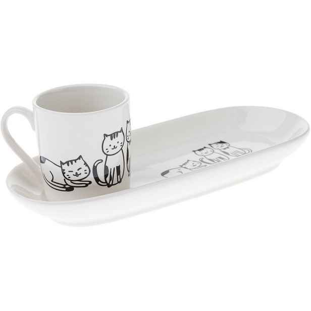 Porcelánový hrnek s podtáckem Kočky 90 ml