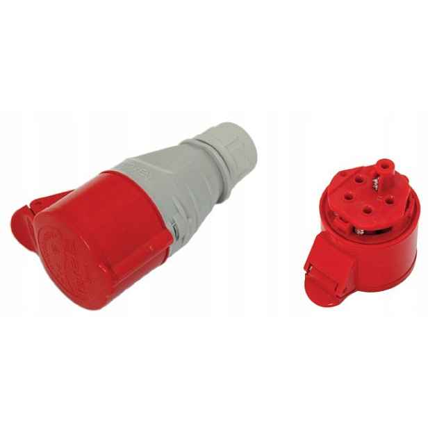 Přenosná Izolační Zásuvka 32A 400V Červená 3P+N+Z IP44 EX-TGN-137