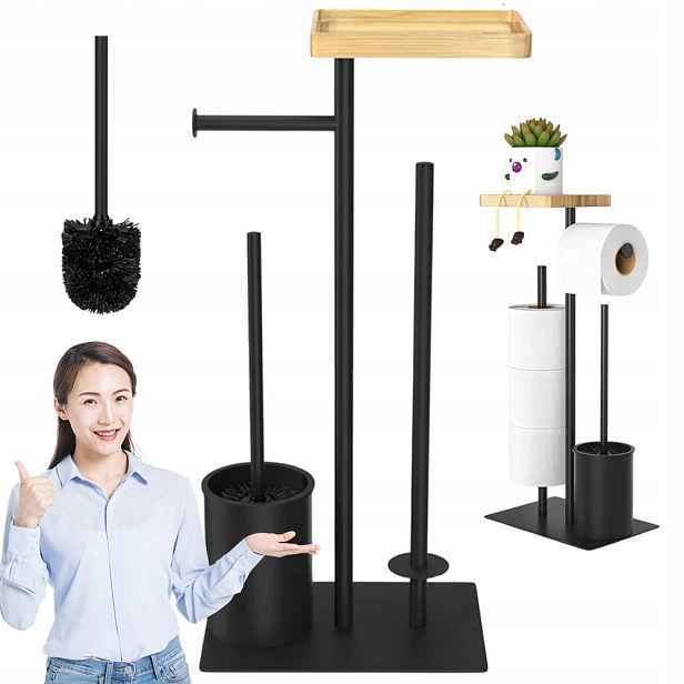 Stojan Na Toaletní Papír Černý Mat Loft 3 Role S Držákem Na Wc 57 CM