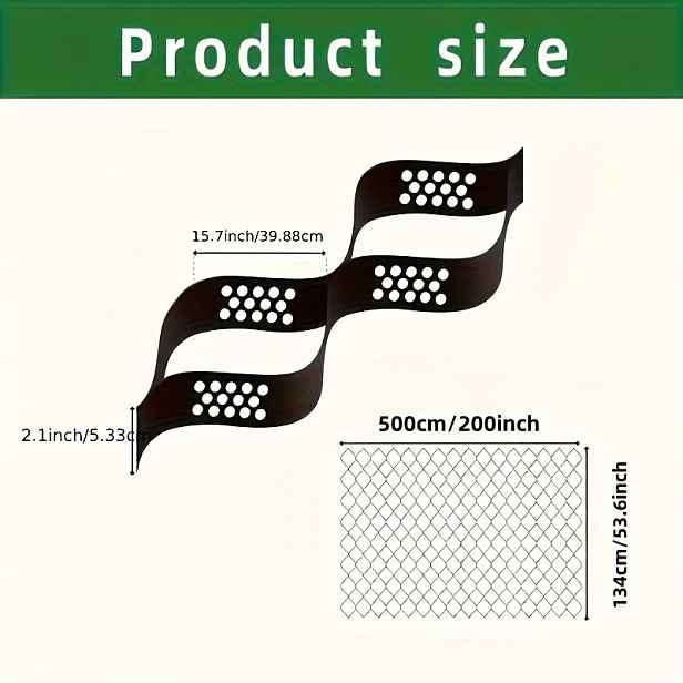 TEMU Sada zemní mřížky z HDPE s vysokou hustotou o rozměrech 500 cm x 134 cm / 200 x 53,6 palců, rozšiřitelná a skládací mřížka o tloušťce 2,11 palce