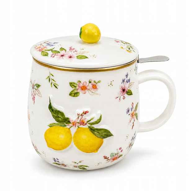 Šálek s konvičkou, sítko 450 ml, porcelán, ovoce, ovoce
