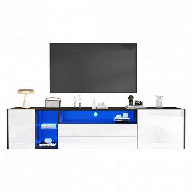 FLIEKS NÍZKÁ KOMODA 180 cm Lesk LED 2 Zásuvky 2 Skříňky