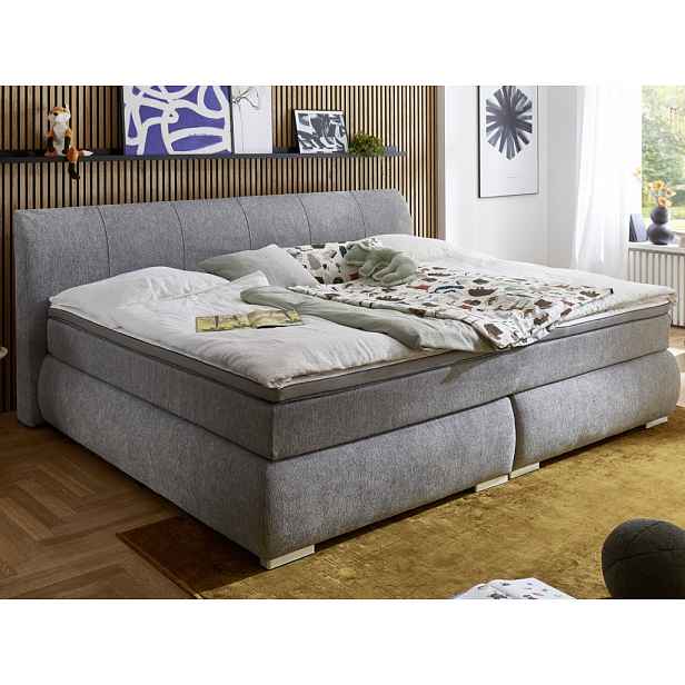 Velká rodinná postel boxspring Cody 240x200 cm, holubí šedá látka