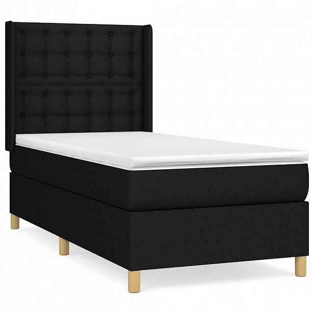 vidaXL Box spring postel s matrací černá 100 x 200 cm textil