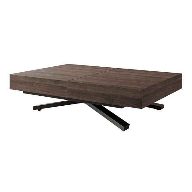 Idohome KONFERENČNÍ STOLEK SANELLE X rozkládací se zvedací deskou, 120/80/76 cm, černý / tmavý dub