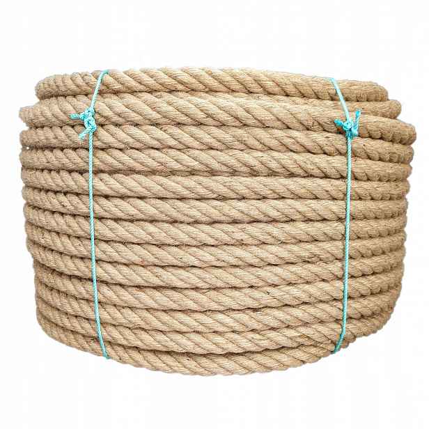 Jutové lano 30 mm x 30 m třížilové. Doprava, plachtění, dům, zahrada