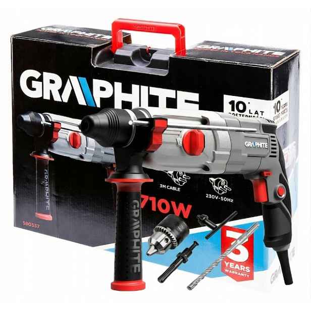 Síťová vrtačka Sds+ 710W 2.6J v kufru s příslušenstvím Graphite