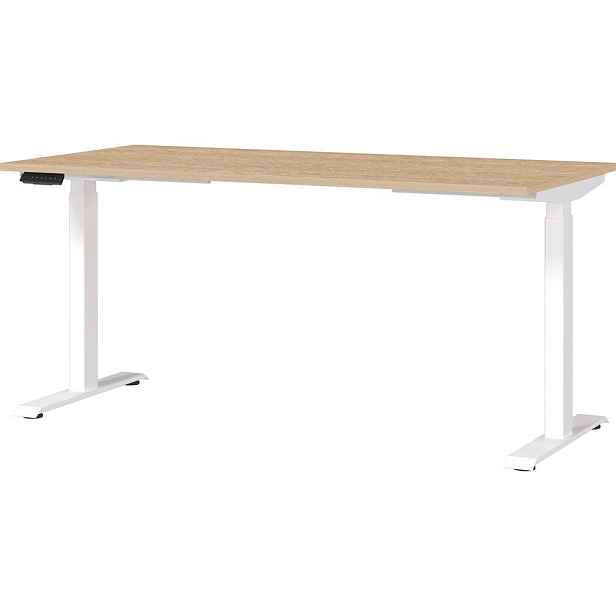 Polohovací pracovní stůl s elektricky nastavitelnou výškou s deskou v dubovém dekoru 80x160 cm Jet – Germania