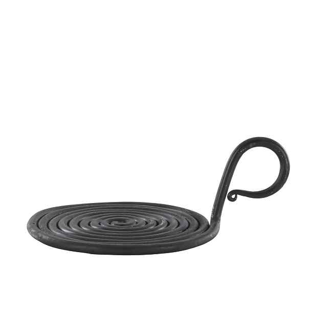 Černý antik kovový svícen pro sloupovou svíčku Spirel - Ø 12*7cm Chic Antique