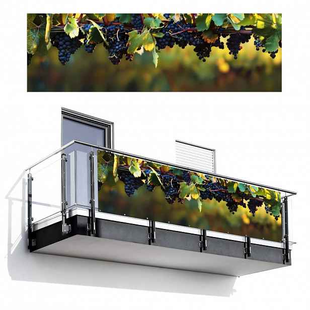 MuchoWow BALKONOVÁ ZÁSTĚNA Hrozny - Víno - Příroda - Zelená 300x90 cm