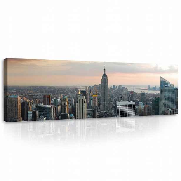 Obraz Do Obývacího Pokoje Ložnice Město V Noci Panorama Podélný Na Plátně 145x45