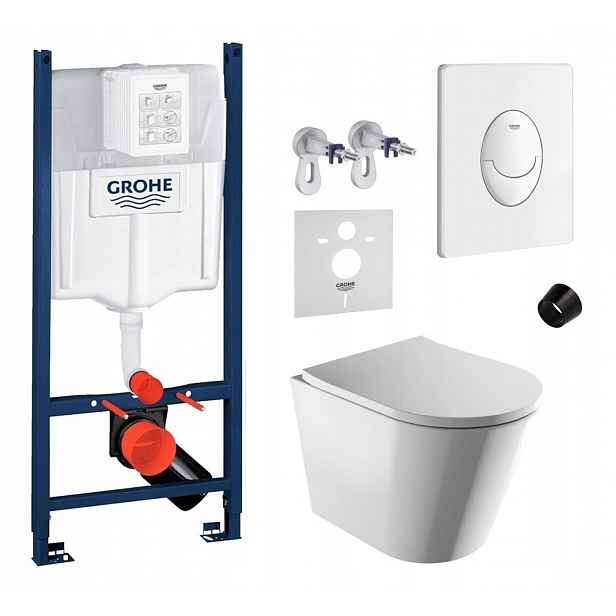 Sada Wc Rám Grohe Rapid s mísou Wc Tampa Rimless a tlačítkem bílá