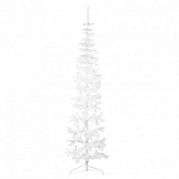 vidaXL Úzký umělý poloviční vánoční stromek se stojanem bílý 240 cm