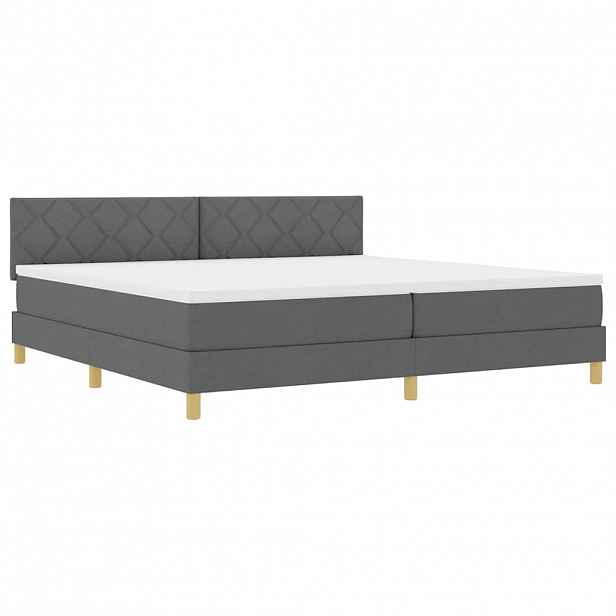 vidaXL LED box pružinová postel s čelo Tmavě šedá 200 x 200 cm textil