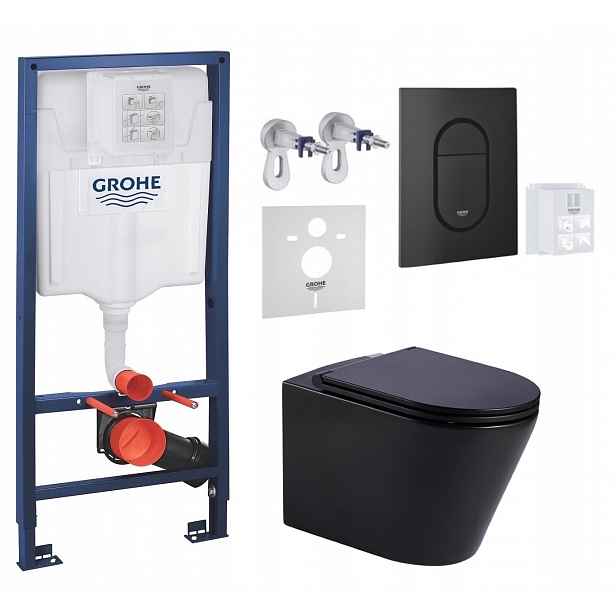 Grohe Wc stojan Rapid s mísou Jess černý Tornado a tlačítkem černý mat