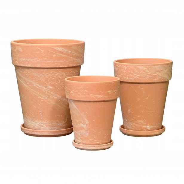 Hliněné květináče Terakota Piasek XL sada 3 květináčů 14 cm 17 cm a 21 cm