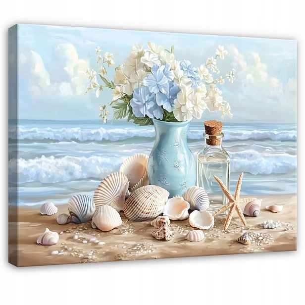 Obraz Modrá Váza Mušle Moře Do Předsíně Kanceláře Moderní 90x60