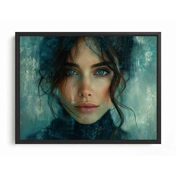 Obraz Rám Americký Box Tajemný Portrét Modré Oči Žena 80x60