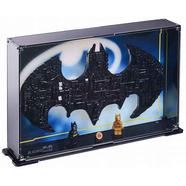 Vitrína s pozadím Blacked Brick pro Lego 76330 DC Heroes Logo Batmana