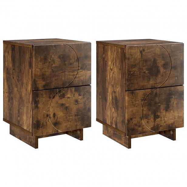 vidaXL Noční skříňka 2 ks Kouřový dub 33,5 x 34,5 x 50 cm
