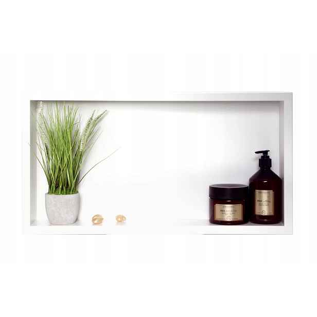 Koupelnová Polička 60x30x7 cm Bílá Nerezová Wall-box One Balneo