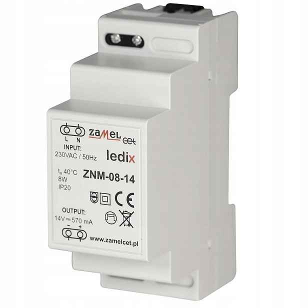 Led zdroj modulární 8W 14V DC ZNM-08-14