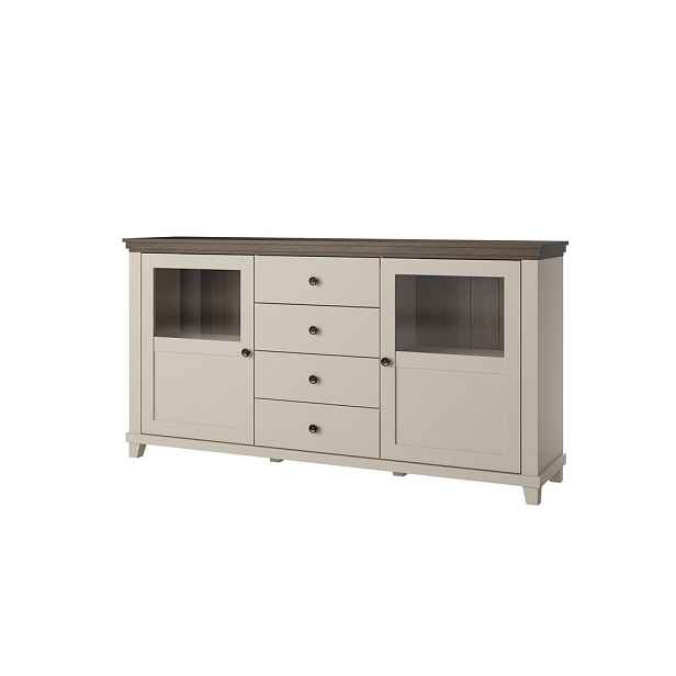 MASSENO KOMODA EVANDRO, 181x42x93 cm se 4 zásuvkami a 2 dvířky, béžová