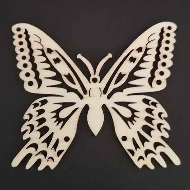 Ozdoba dřevěný motýl přírodní 6cm