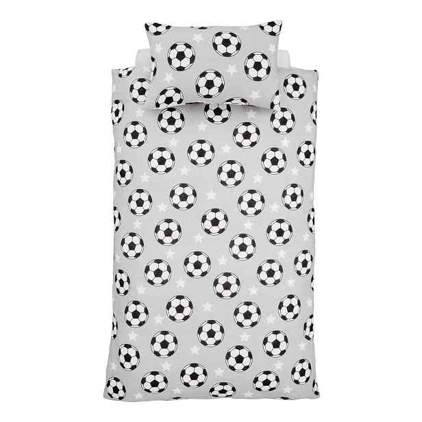 Šedé flanelové dětské povlečení na dvoulůžko 200x200 cm Football Stars – Catherine Lansfield