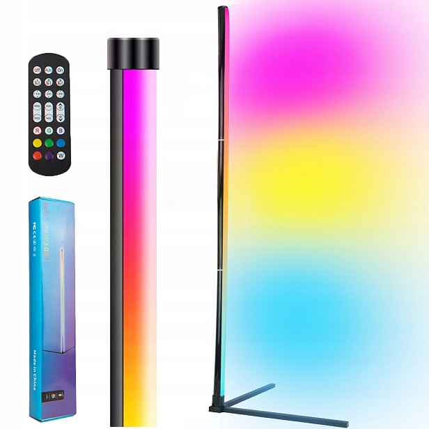 Stojací Led Podlahová Lampa Rgb Světelná Lišta Časovač Dálkový Ovladač Do Obývacího Pokoje