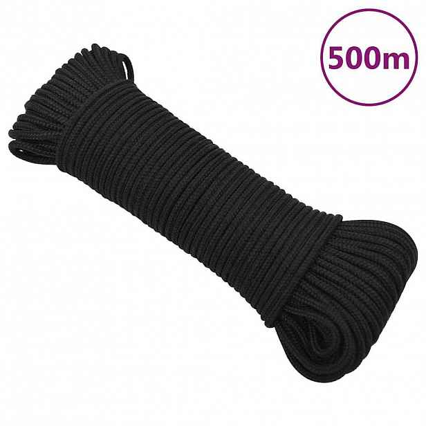 vidaXL Lodní lano celočerné 5 mm 500 m polypropylen