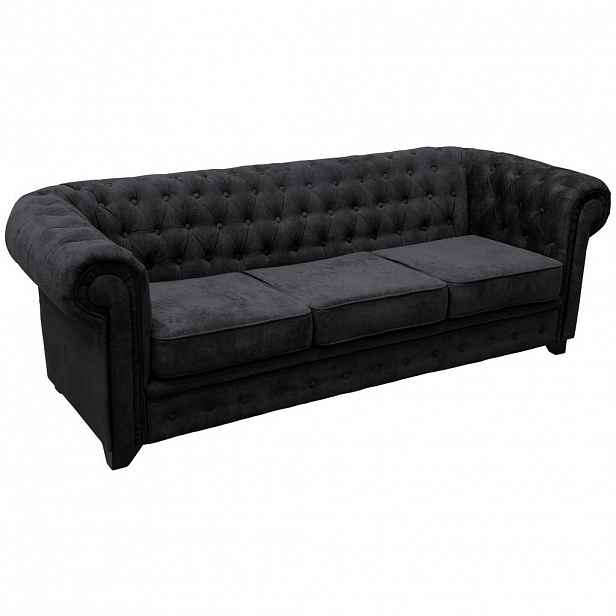 Livetastic POHOVKA CHESTERFIELD, dřevo, textil, kompozitní dřevo, černá