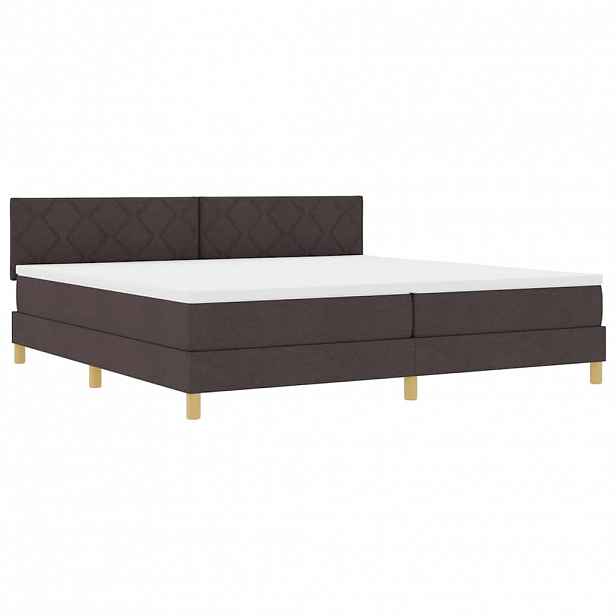 vidaXL LED box pružinová postel s čelo Tmavě hnědá 200 x 200 cm textil