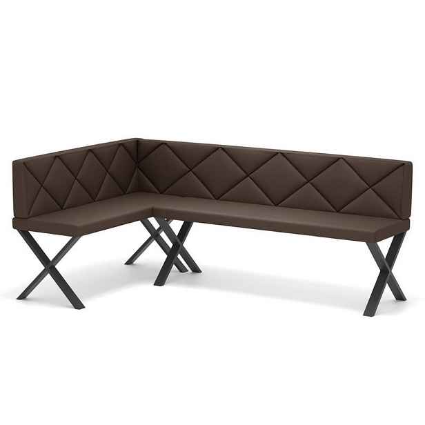 Idohome ROHOVÁ LAVICE VERO X levá ekokůže prošívaná, 142/196 cm, hnědá