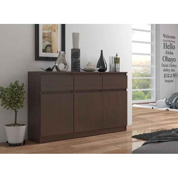 Komoda se šuplíky a dvířky SAVRILA - wenge