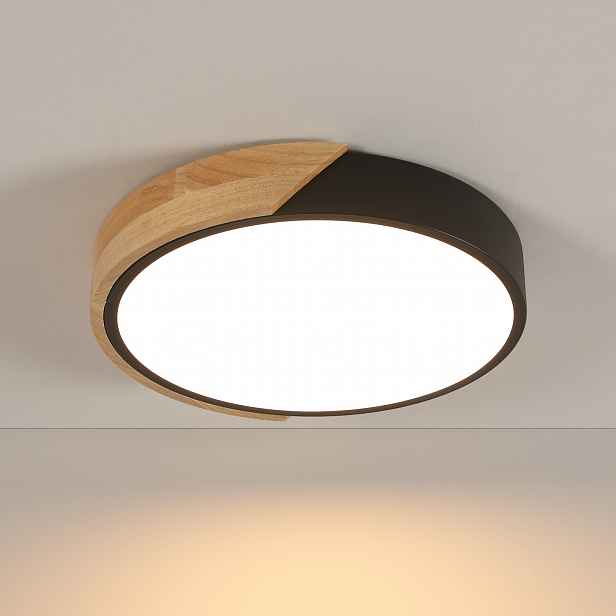 Lampa Sufitowa Plafon Led Okrągły Czarny Natynkowy Nowoczesny 24W 3000K