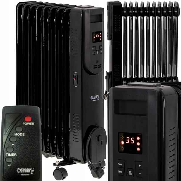 Olejový radiátor Led s dálkovým ovládáním 11 žeber Výkon až 2500 W Termostat 230 V