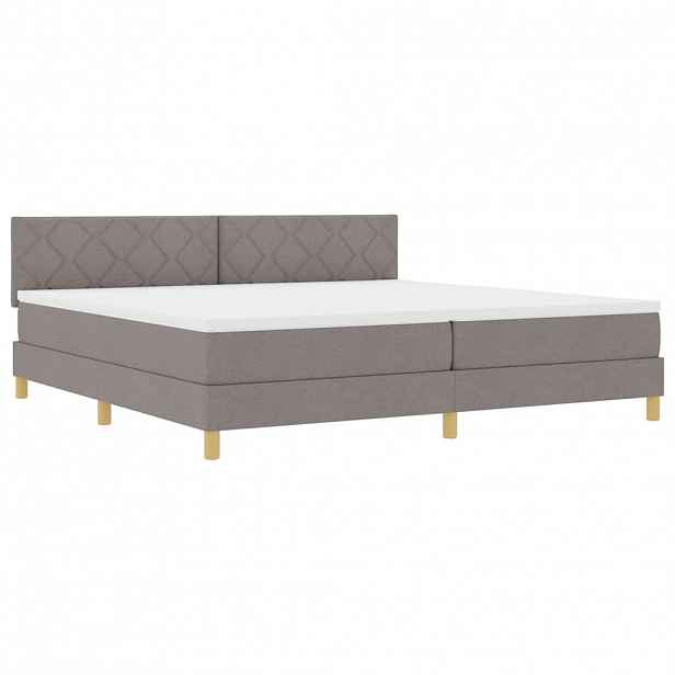 vidaXL LED box pružinová postel s čelo Taupe 200 x 200 cm textil