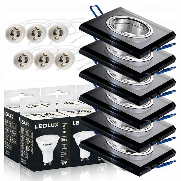 6x Skleněná halogenová lampa čtvercová žárovka GU10 Led 12W 3 Barvy